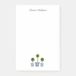 Notas Post-it® Topiarios elegantes en ollas azules y blancas