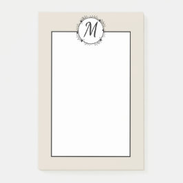 Notas Post-it® Toque monogramado, blanco con corona negra
