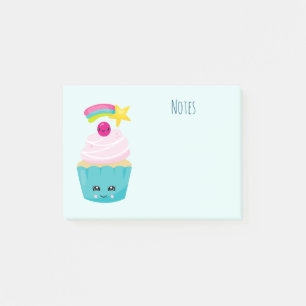 Notas Post-it® Torta azul dulce con cara de Kawaii