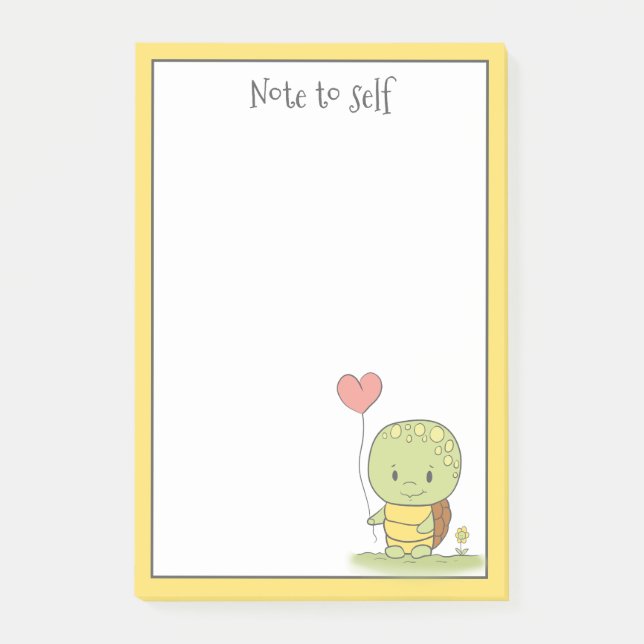 Notas Post-it® Tortuga con globo personalizado (Anverso)