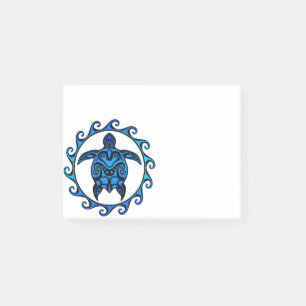 Notas Post-it® Tortuga tribal azul Sun