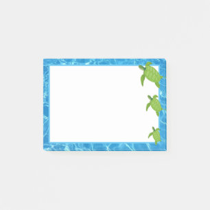 Notas Post-it® Tortugas Marinas Adorables & Marco de Agua
