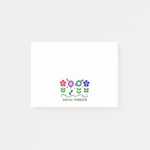 Notas Post-it® Trabajador social... Flores, corazones y mariposas