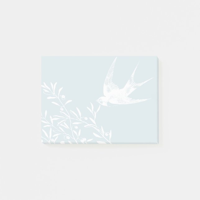 Notas Post-it® Tragar aves que vuelan sobre ramas de olivo (Anverso)
