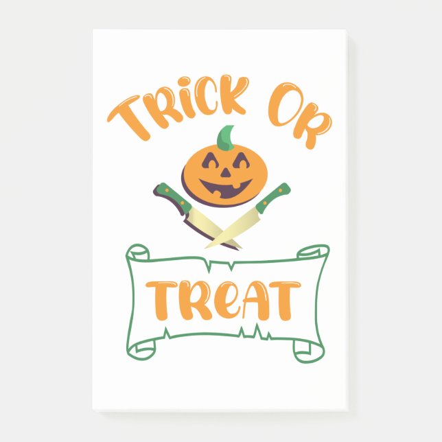 Notas Post-it® Trampa o trate la cara de calabaza de Halloween (Anverso)