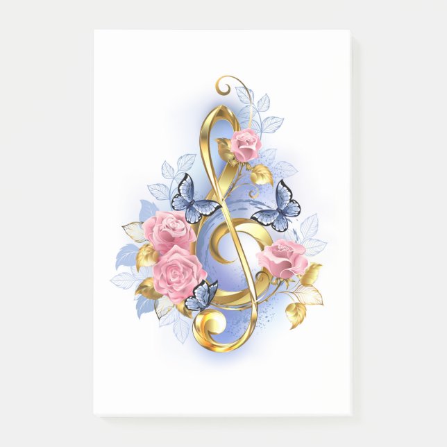 Notas Post-it® Treble arrecife con rosas rosas rosas rosas (Anverso)