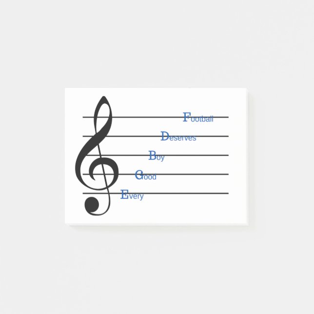 Notas Post-it® Treble Clef Post-it Notes (Line Rhymes) (Anverso)