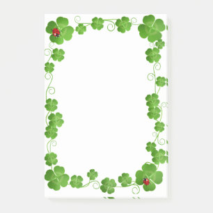 Notas Post-it® Treboles de Cuatro Hojas & Mariquitas Hermosas