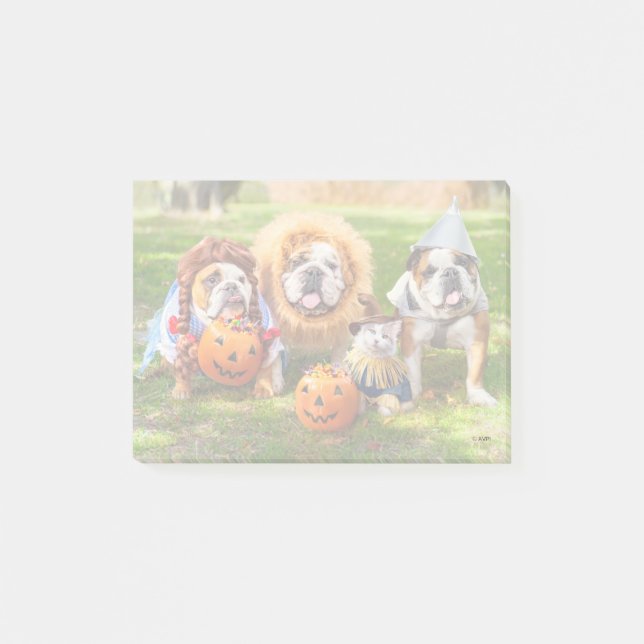 Notas Post-it® Tres Bulldogs disfrazados (Anverso)