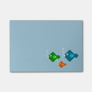 Notas Post-it® Tres lindos y natación de 8 bits colorida de los