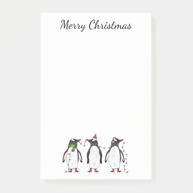 Notas Post-it® Tres Navidades festivos pingüinos con texto Person (Anverso)
