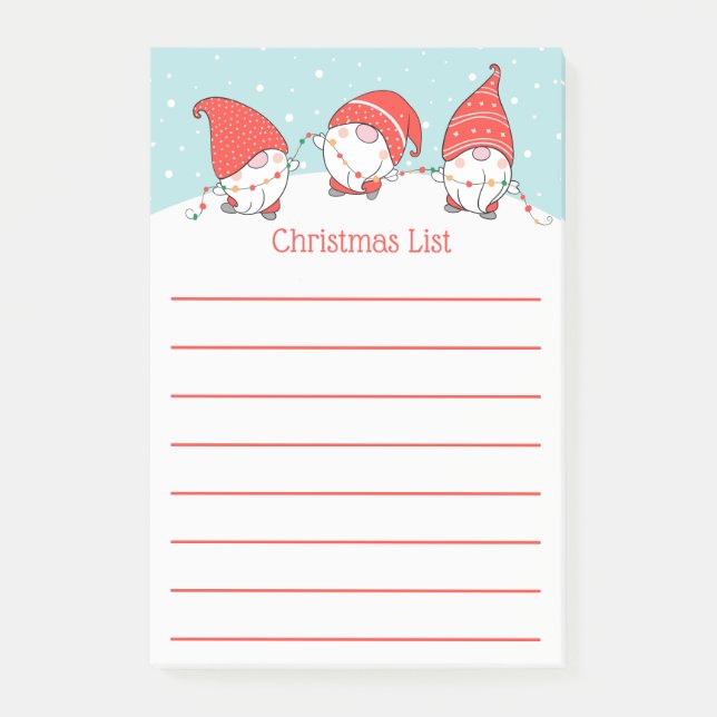Notas Post-it® Tres Navidades Gnomes Elves Post-It Notes (Anverso)
