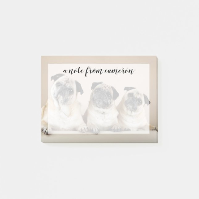 Notas Post-it® Tres Pugs En La Fila (Anverso)