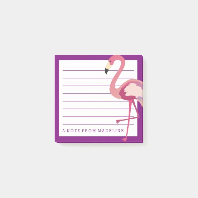 Notas Post-it® Tropical | Flamingo acuarela (Anverso)