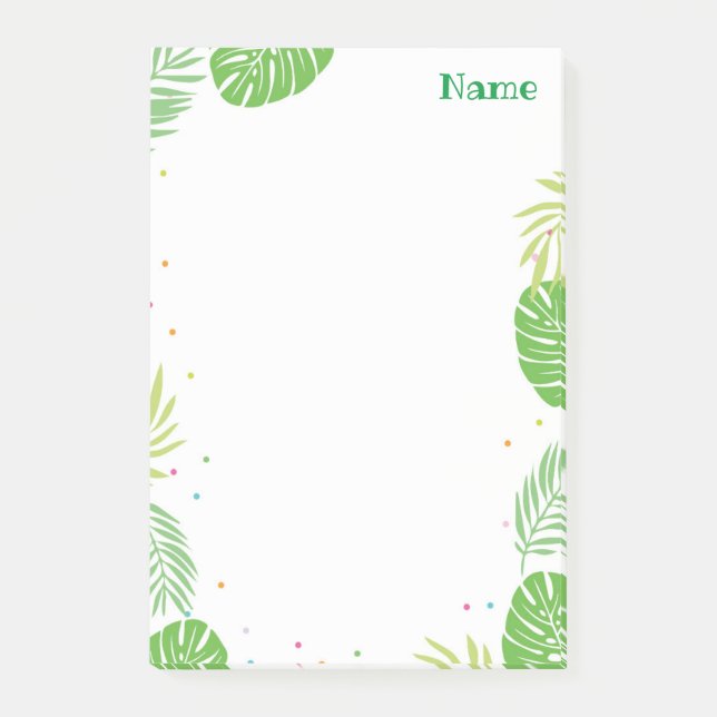 Notas Post-it® Tropical Leaf Post it Notes Stationery (Anverso)