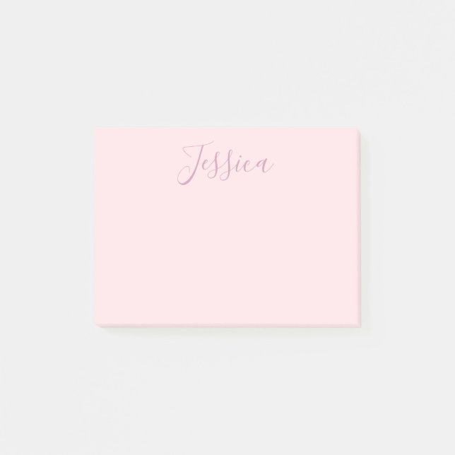 Notas Post-it® Tu texto | Elegante guión y rosa suave (Anverso)