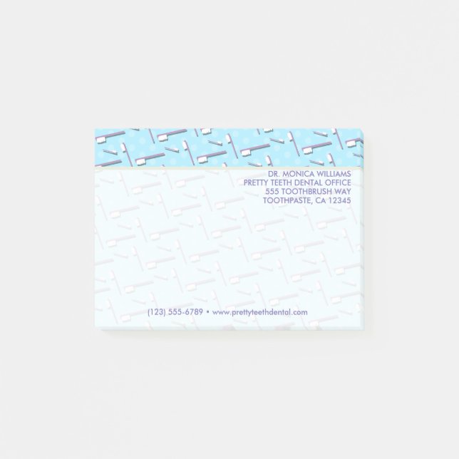 Notas Post-it® Tu texto | Oficina dentaria de cepillos de dientes (Anverso)