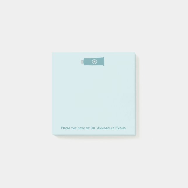Notas Post-it® Tubo de pasta dental azul Mensajes dentales (Anverso)