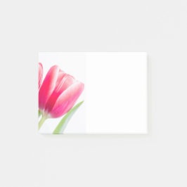 Notas Post-it® Tulipán rosa con foto de hoja verde