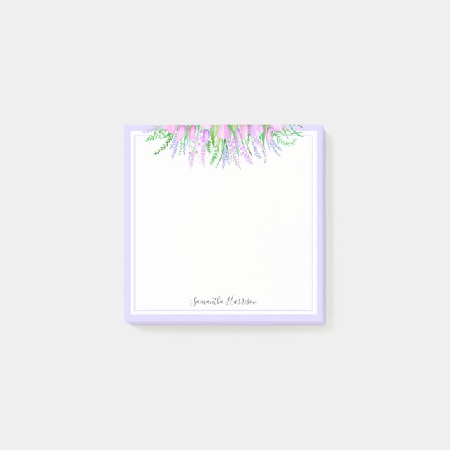 Notas Post-it® Tulipanes de lavanda Buquet Primavera Vibes Floral (Anverso)