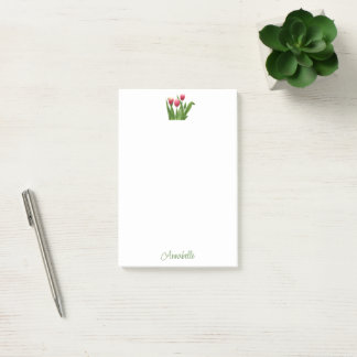 Notas Post-it® Tulipanes rojos con vegetación