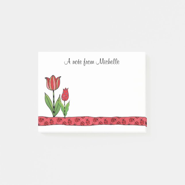 Notas Post-it® Tulipanes rojos personalizados (Anverso)