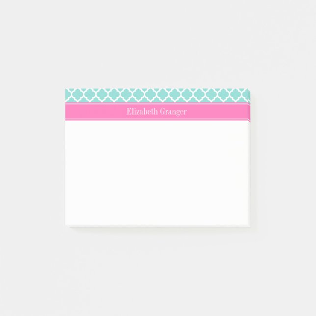 Notas Post-it® Turquesa Blanco Marroquí #5 Rosa Caliente2 Nombre  (Anverso)