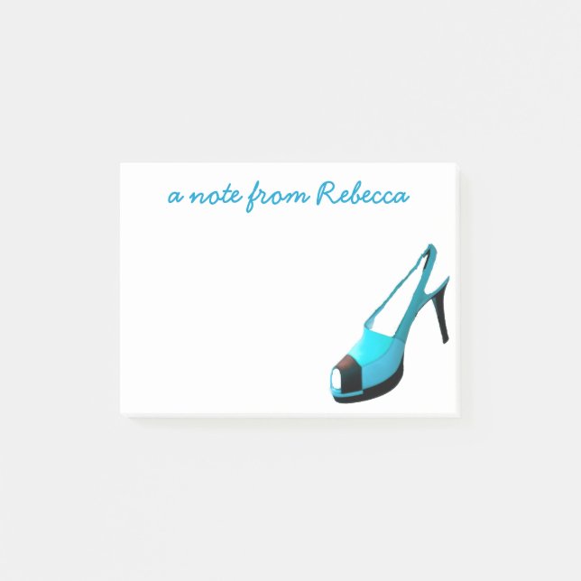 Notas Post-it® Turquesa linda del zapato del tacón alto (Anverso)