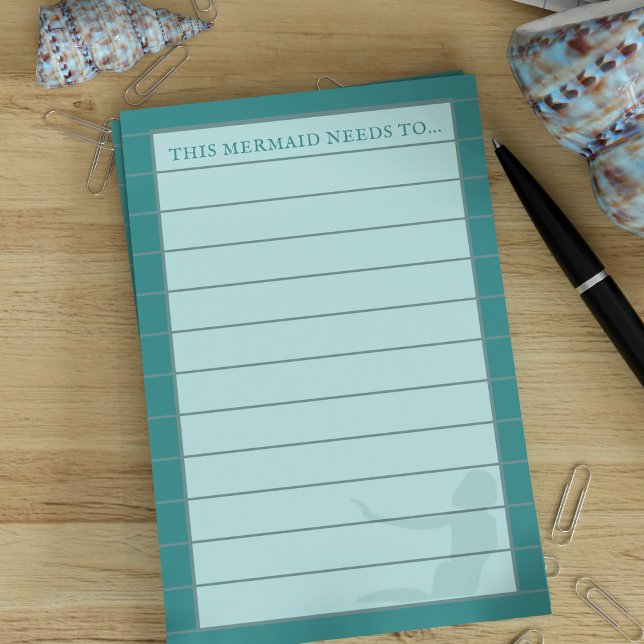 Notas Post-it® Turquoise Aqua Lined Mermaid Post escribe (This mermaid needs to make a note or two. You can add your name to these aqua blue post it notes)