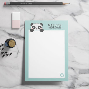 Notas Post-it® Turquoise Cute Panda Bear & Paws Añadir Su Nombre