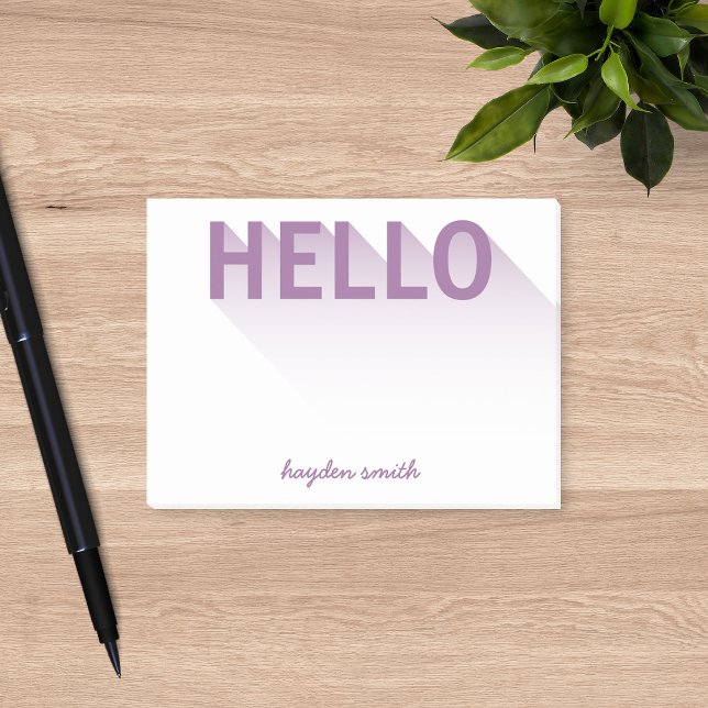 Notas Post-it® Typografía moderna Morado Hola (Subido por el creador)