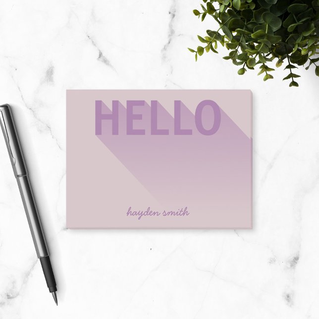 Notas Post-it® Typografía moderna Morado Hola (Subido por el creador)