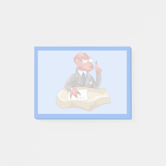 Notas Post-it® Tyrannosaurus Rex Jefe Sentado En Un Escritorio. 2 (Anverso)