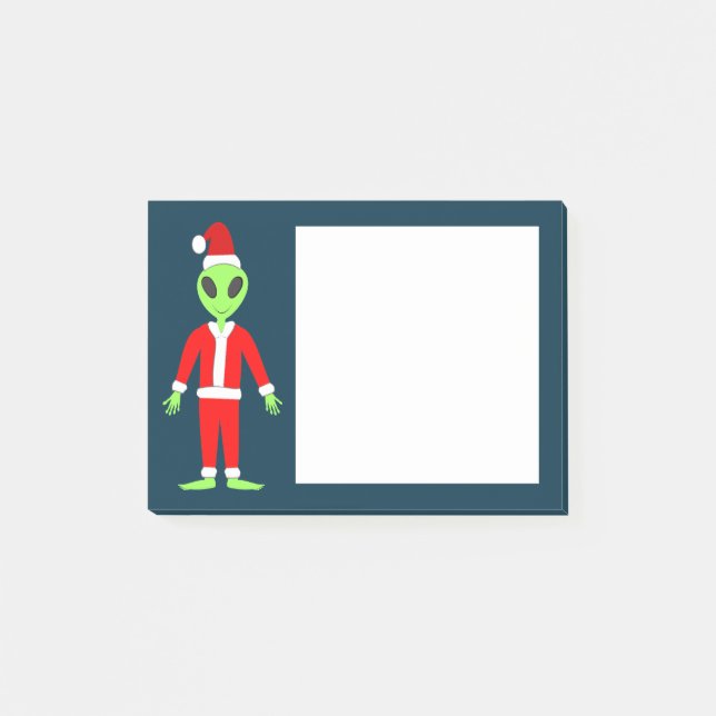 Notas Post-it® UFO Ho Ho Padre Navidad alienígena (Anverso)