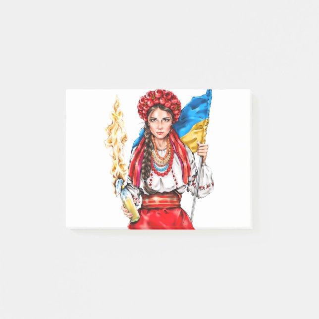 Notas Post-it® Ukrainian Girl Fighting for Freedom (Anverso)