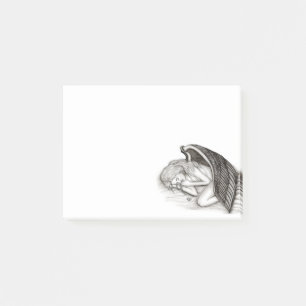 Notas Post-it® Un ángel dormido, diseño blanco y negro