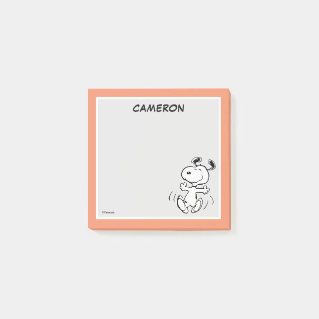 Notas Post-it® Un baile feliz Snoopy | Añadir su nombre (Anverso)