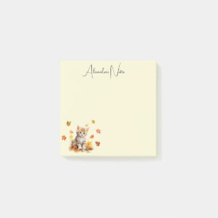 Notas Post-it® Un buen Naranja Tabby Gatito en hojas caídas