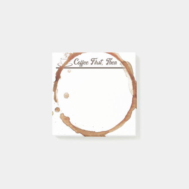 Notas Post-it® Un café divertido primero (Anverso)