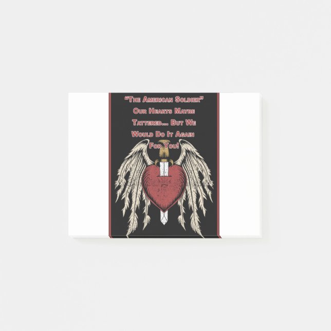 Notas Post-it® Un conmovedor soldado americano manchó los corazon (Anverso)