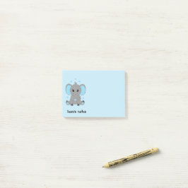 Notas Post-it® Un elefante bebé lindo en azul, personalizado