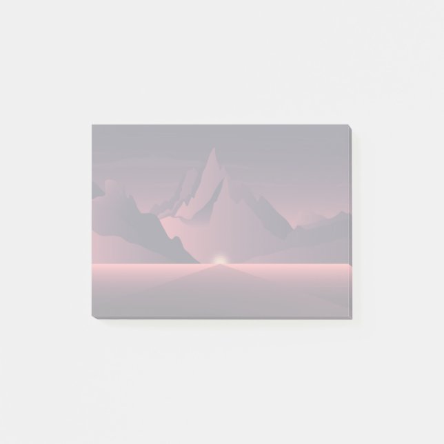 Notas Post-it® Un ilustracion de atardecer de montaña (Anverso)