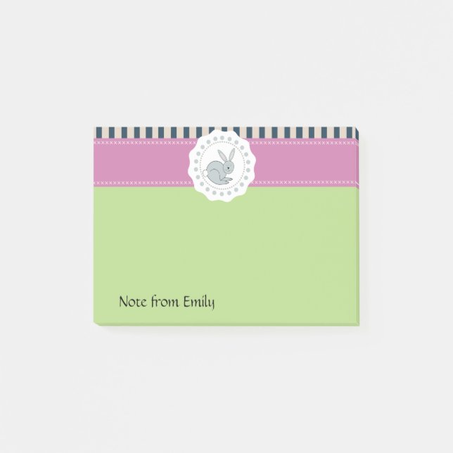 Notas Post-it® Un lindo personalizado de Pascua divertido conejo (Anverso)