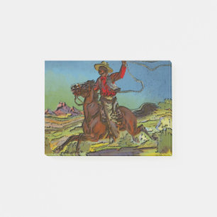 Notas Post-it® Un vaquero balancea un lazo a caballo