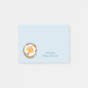 Notas Post-it® Una jirafa cutánea con un Baby Shower de flores