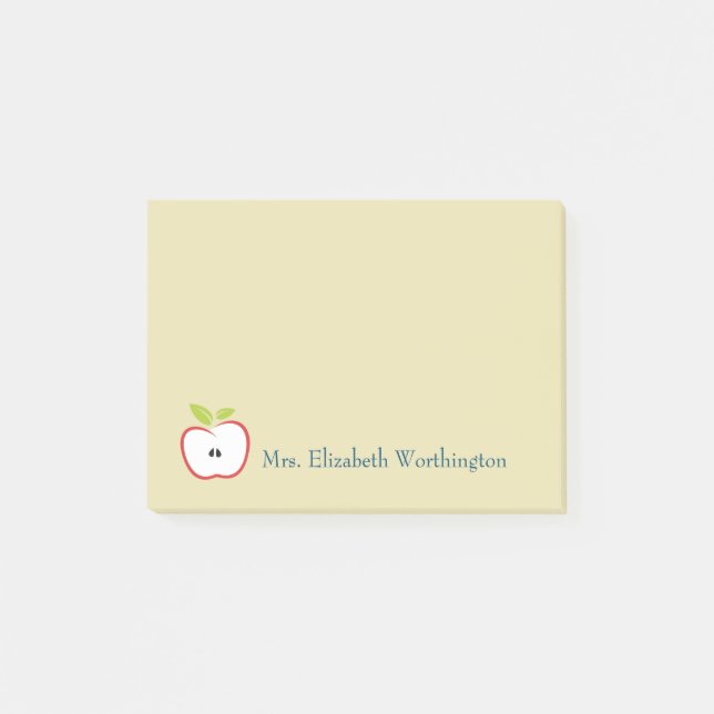 Notas Post-it® Una manzana con un contorno rojo y hojas verdes (Anverso)