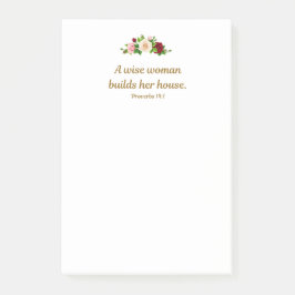 Notas Post-it® "Una mujer sabia construye su casa". Personalizado