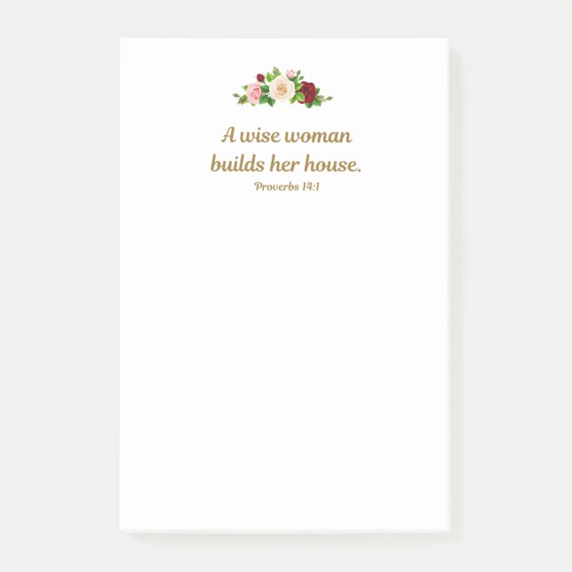 Notas Post-it® "Una mujer sabia construye su casa". Personalizado (Anverso)