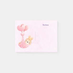 Notas Post-it® Una pequeña conejita en una manta cardíaca