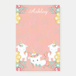 Notas Post-it® Unas Unicornios y flores personalizadas
